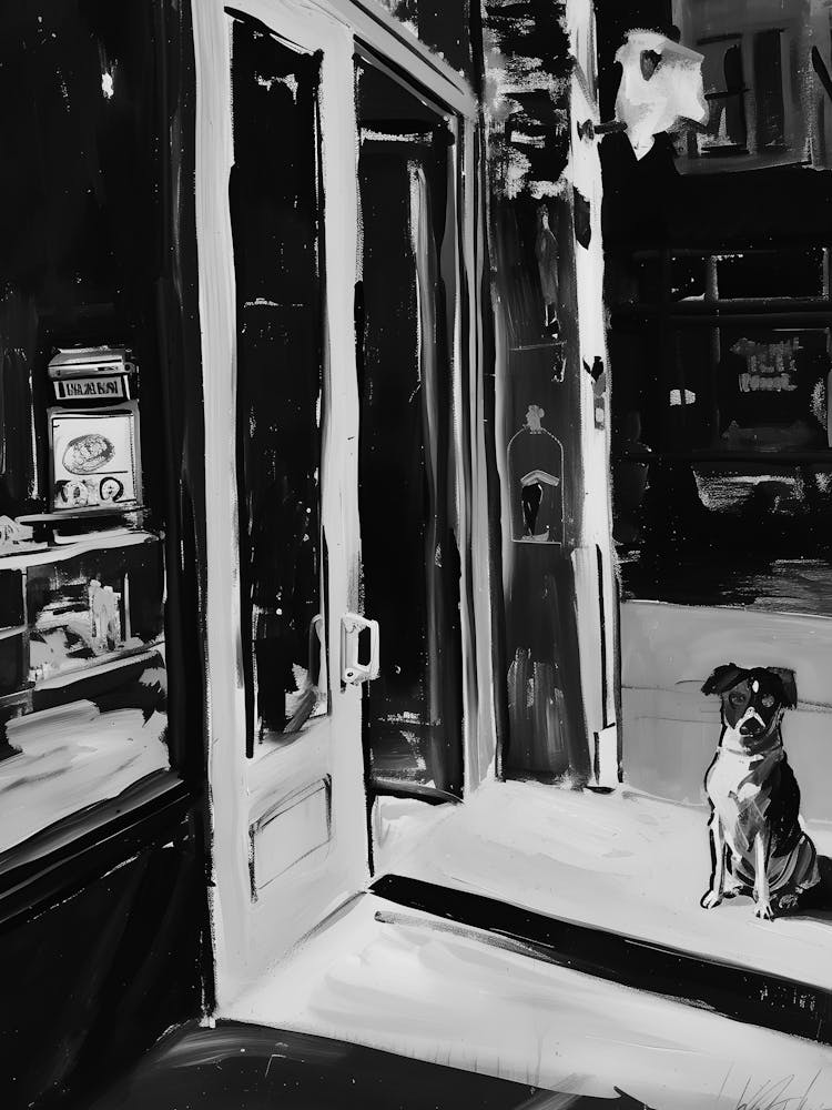 Dog In Front Of Store