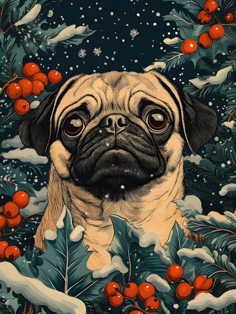 Pug In The Snow
