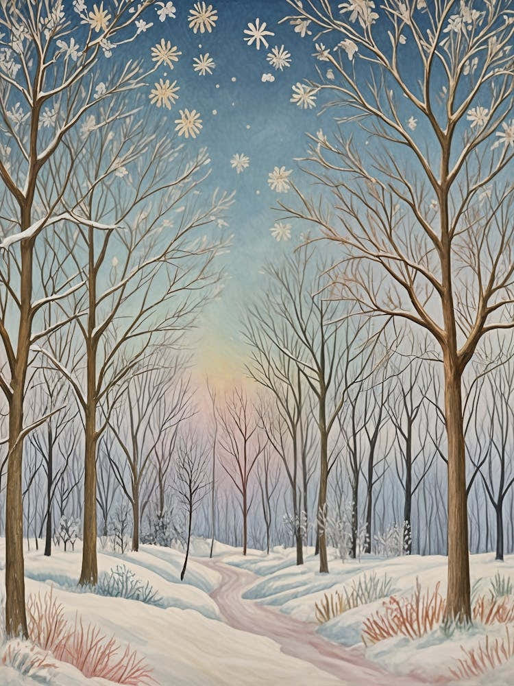 Winter Snowfall In The Woods