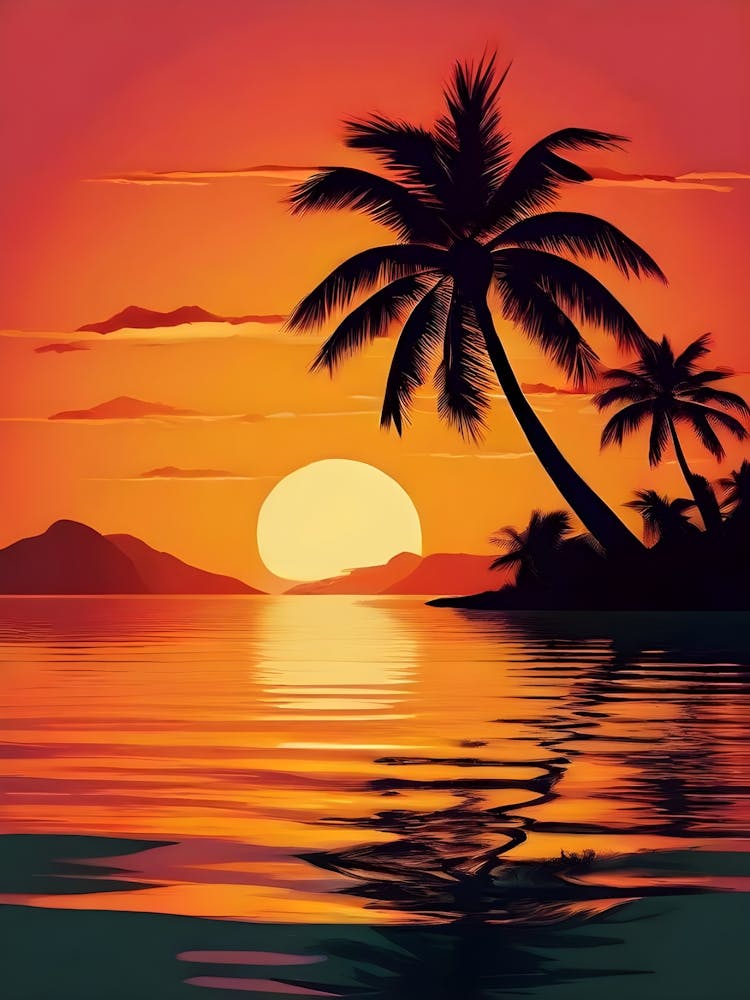 Sunset With Palm Trees 4