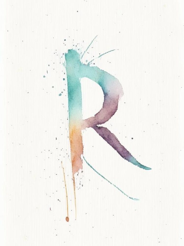 R, Letter, Alphabet Minimalist Watercolour 2