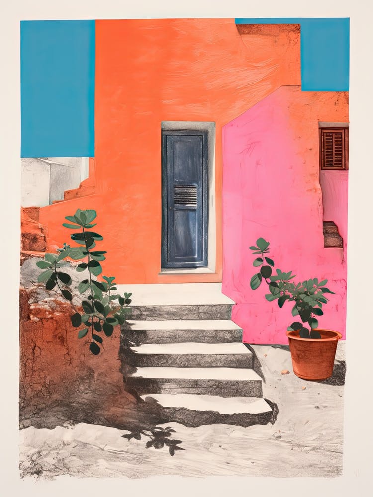 A House In Capri, Abstract Risograph Style 4