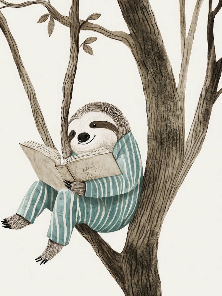 Sloth Reading A Book