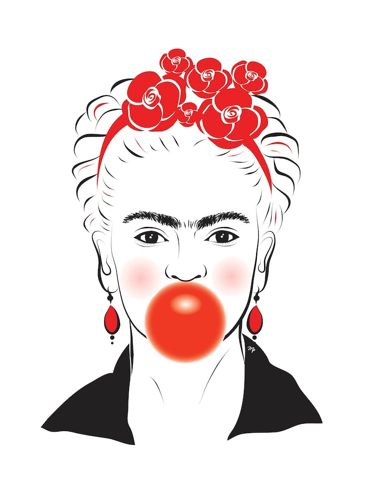 Frida Kahlo Bubble Gum Portrait