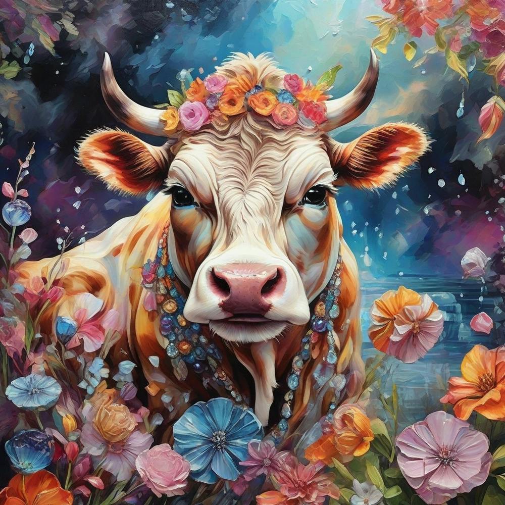 Cow With Flowers