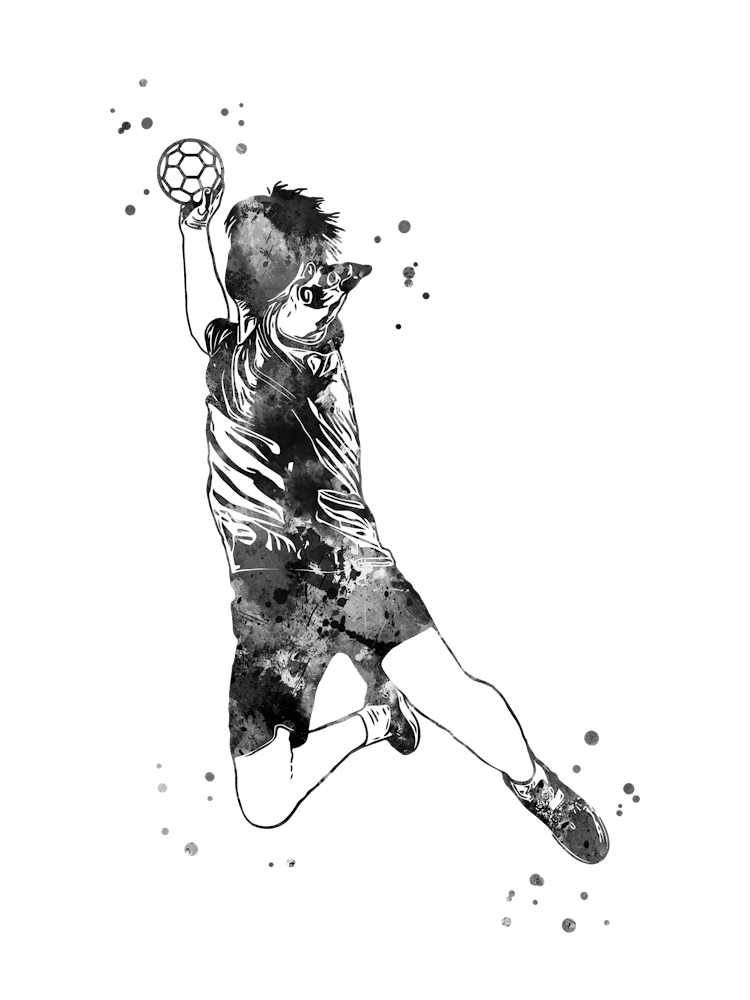 Handball Player Boy Hits The Ball 1