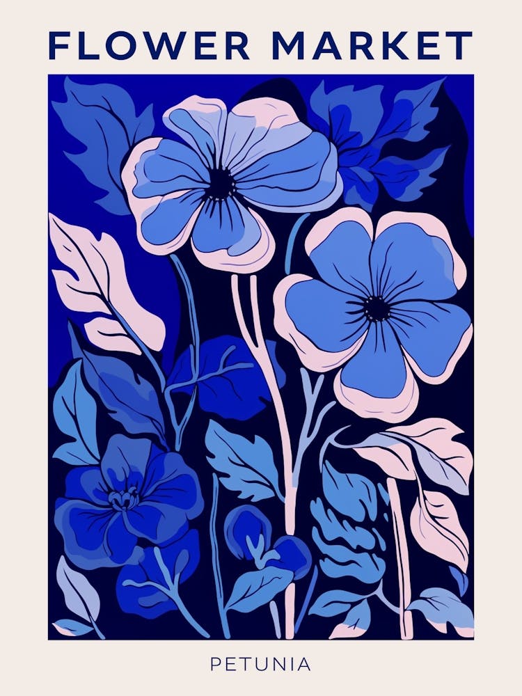 Blue Flower Market Poster Petunia 3