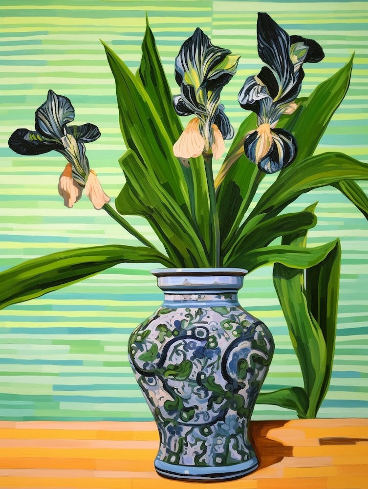 Flowers In A Vase Still Life Painting Iris 3