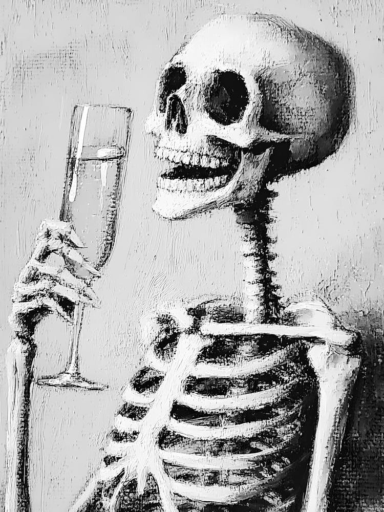 Skeleton Holding A Glass Of Wine