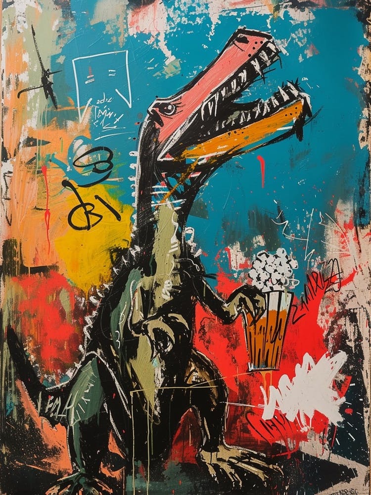 Paint Splash Dinosaur Eating Popcorn 5