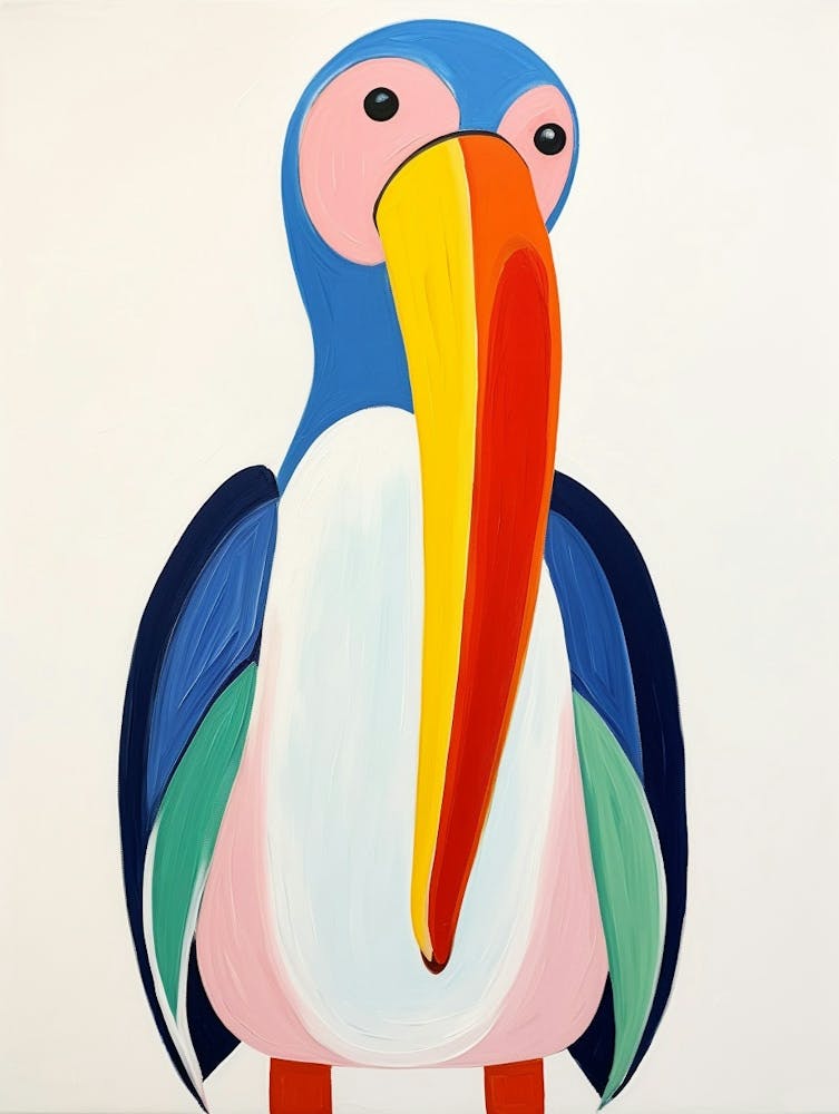 Art animalier coloré pour enfants Pélican 4