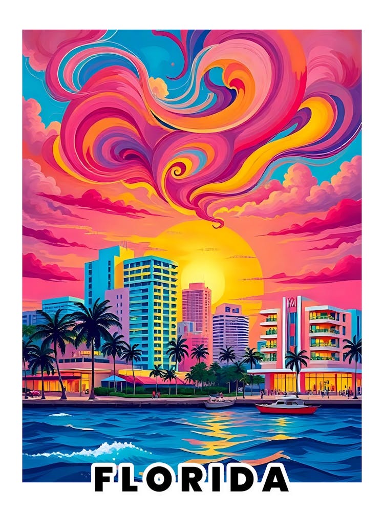 Florida Lebhaftes Vintage Reiseposter 3