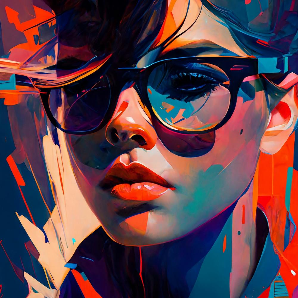 Beauté en Lunettes de Soleil Surdimensionnées Impression Style Graffiti