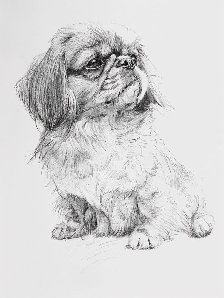 Pekingese Dog Line Sketch 4