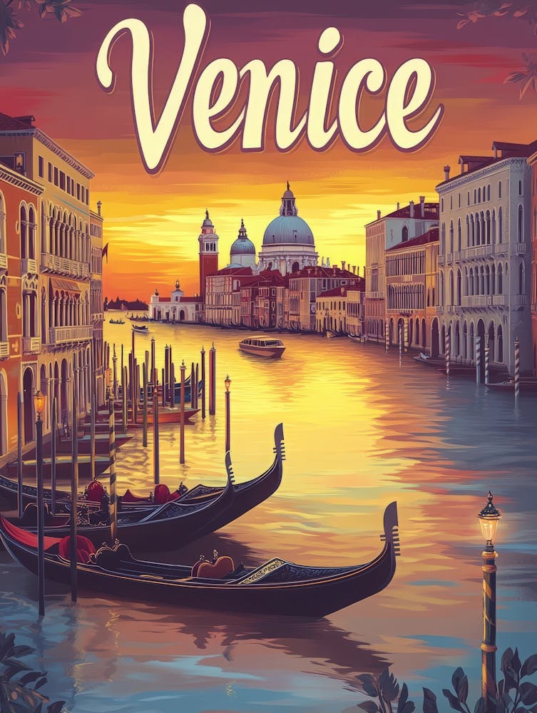 Aihrgdesign A Retro Travel Poster For Venice 1