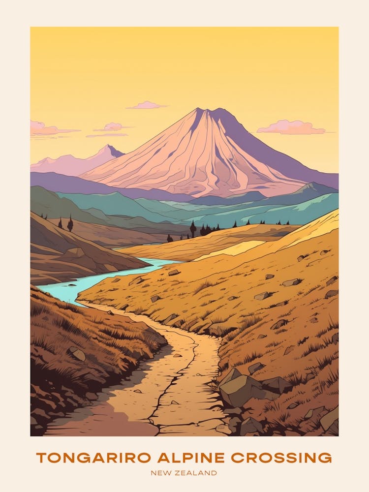 Tongariro Alpine Crossing New Zealand 3 Hike Poster