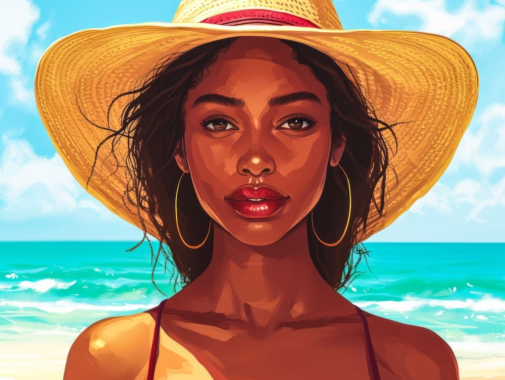 Illustration of an African American woman at the beach 20
