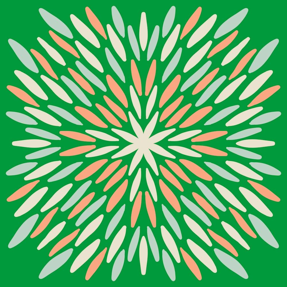 Petal Burst - green and peach