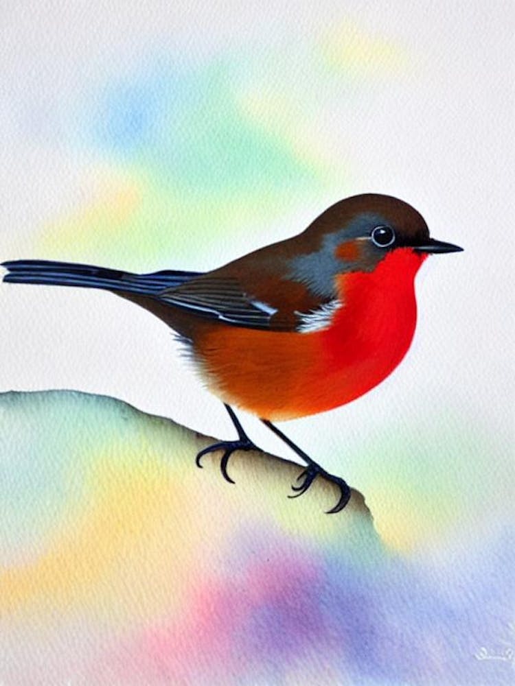 Robin 2 Watercolour Bird