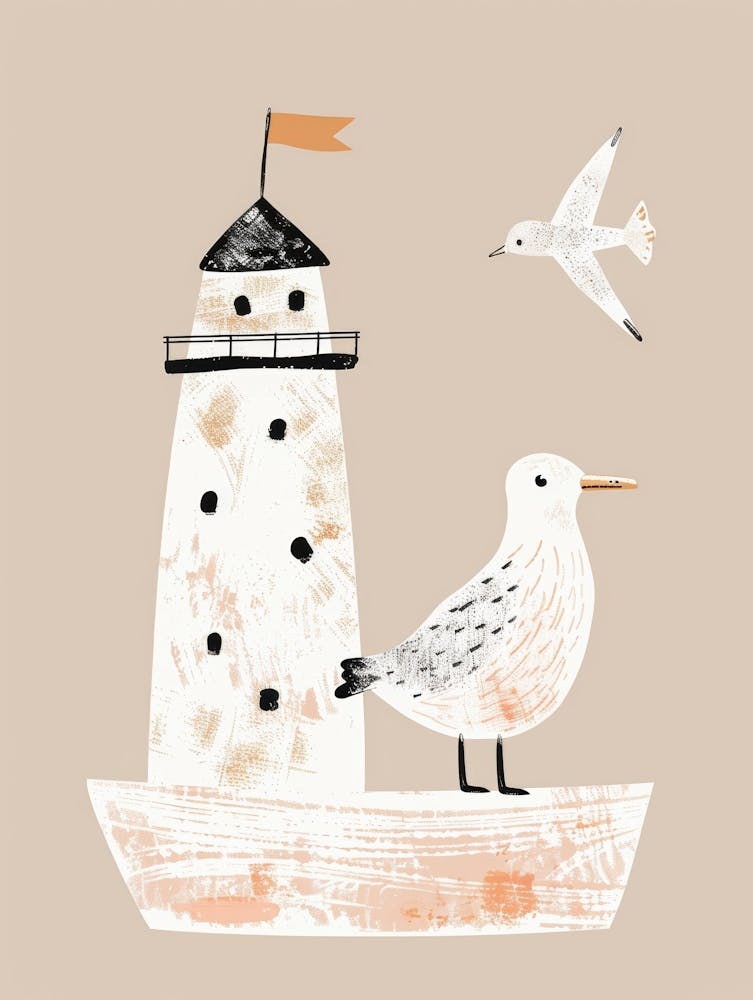 Seagull And Lighthouse