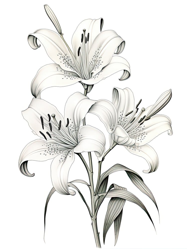 Lilies Flower Vintage Botanical 1