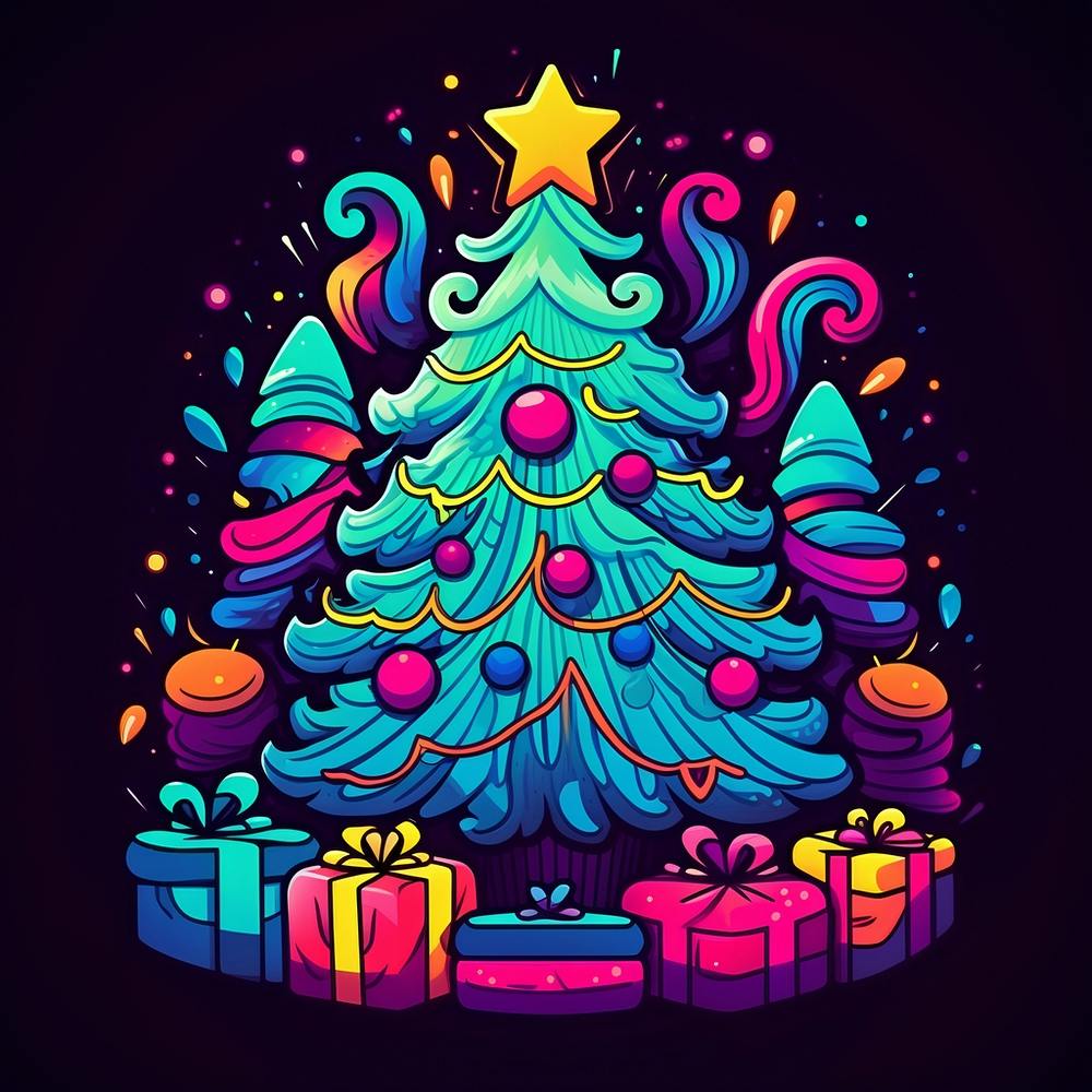 Bright stylish unusual Christmas and New Year Tree