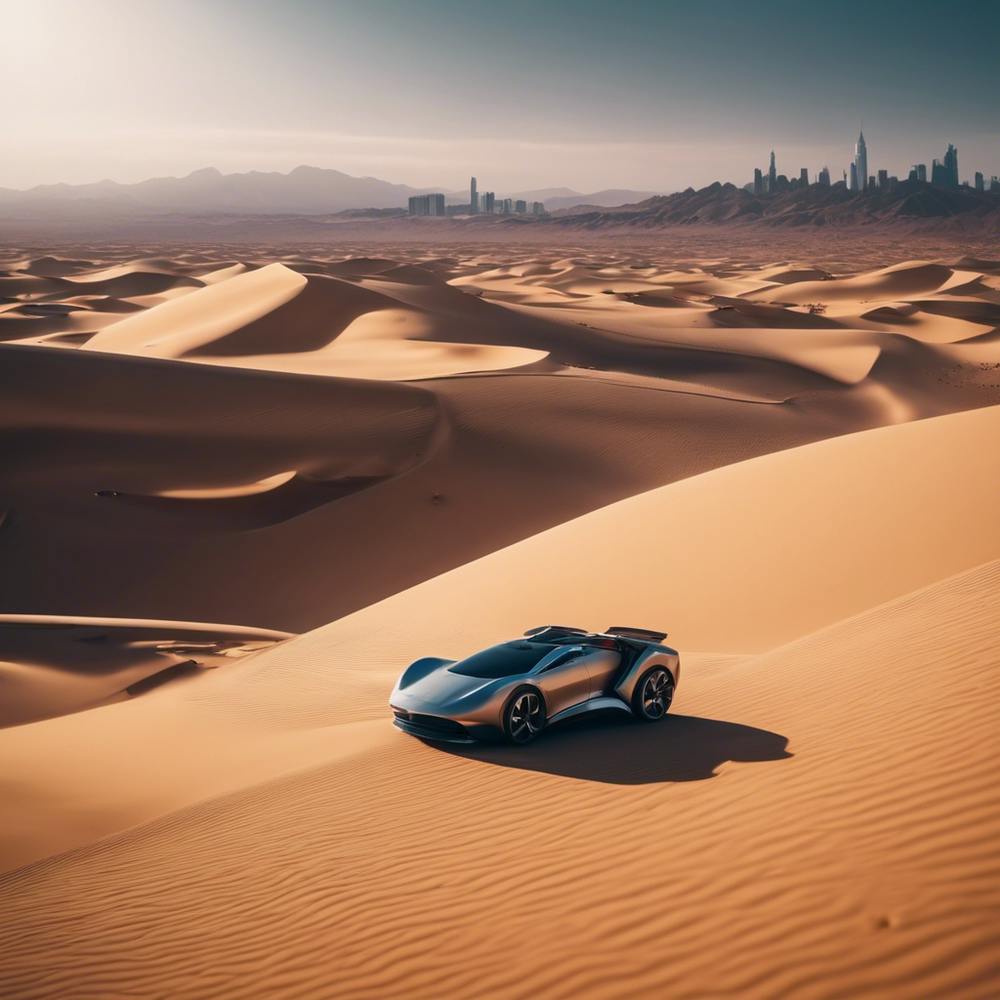 Futuristic Sports Car In The Desert