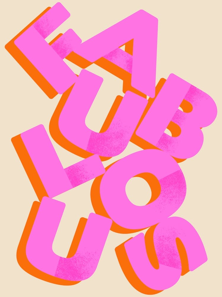 Fabulous Retro Pink Typography Art