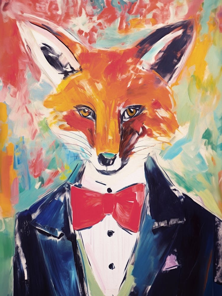 Renard en Costume - Peinture