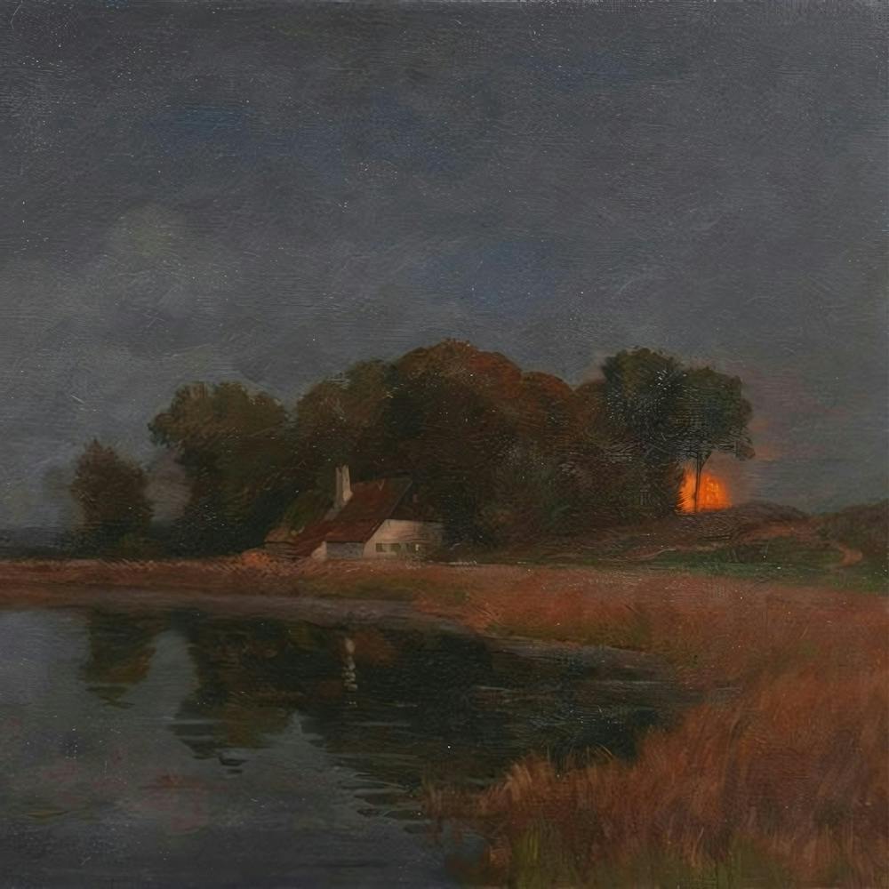 Sonnenuntergang über dem Teich