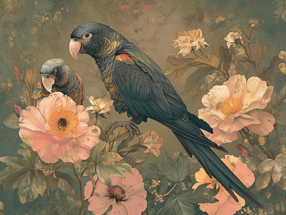 Florale Tierillustration Papagei 1