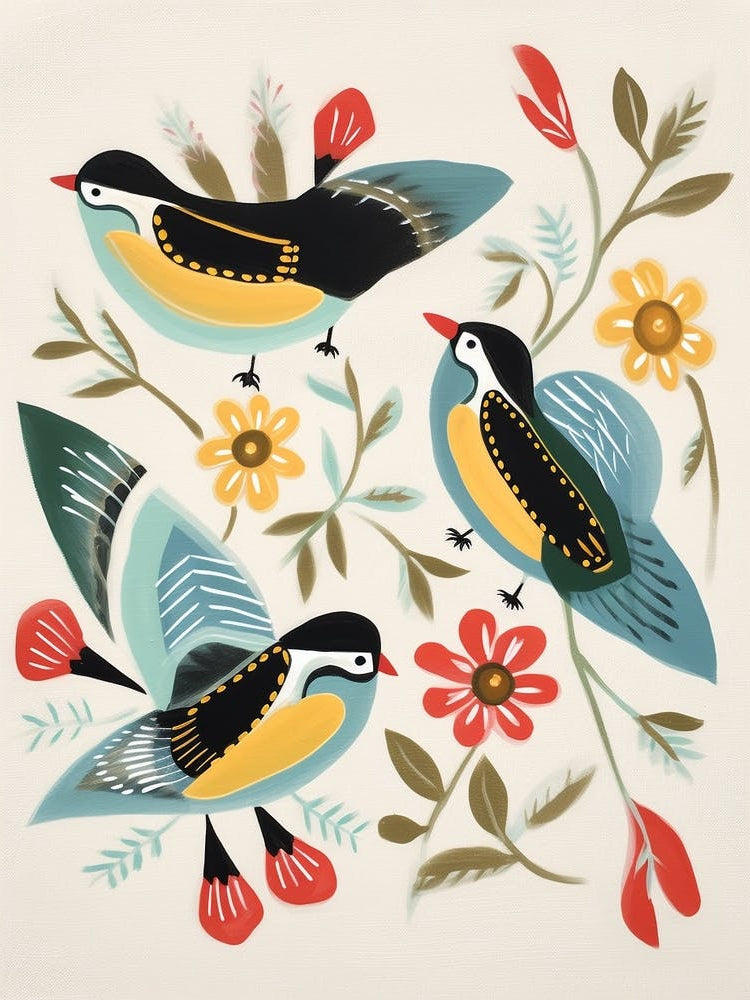 Folk Style Bird Painting Carolina Chickadee 3