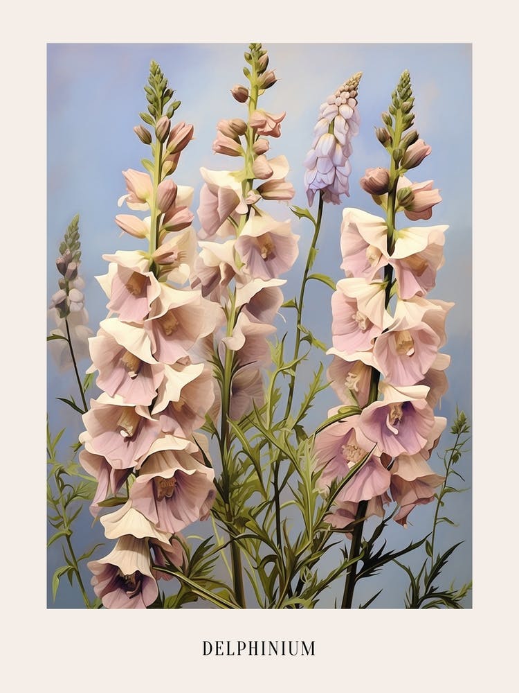 Floral Illustration Delphinium 1 Poster