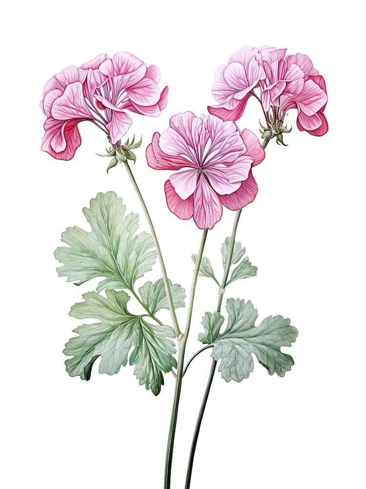 Geraniums Flower Vintage Botanical 2