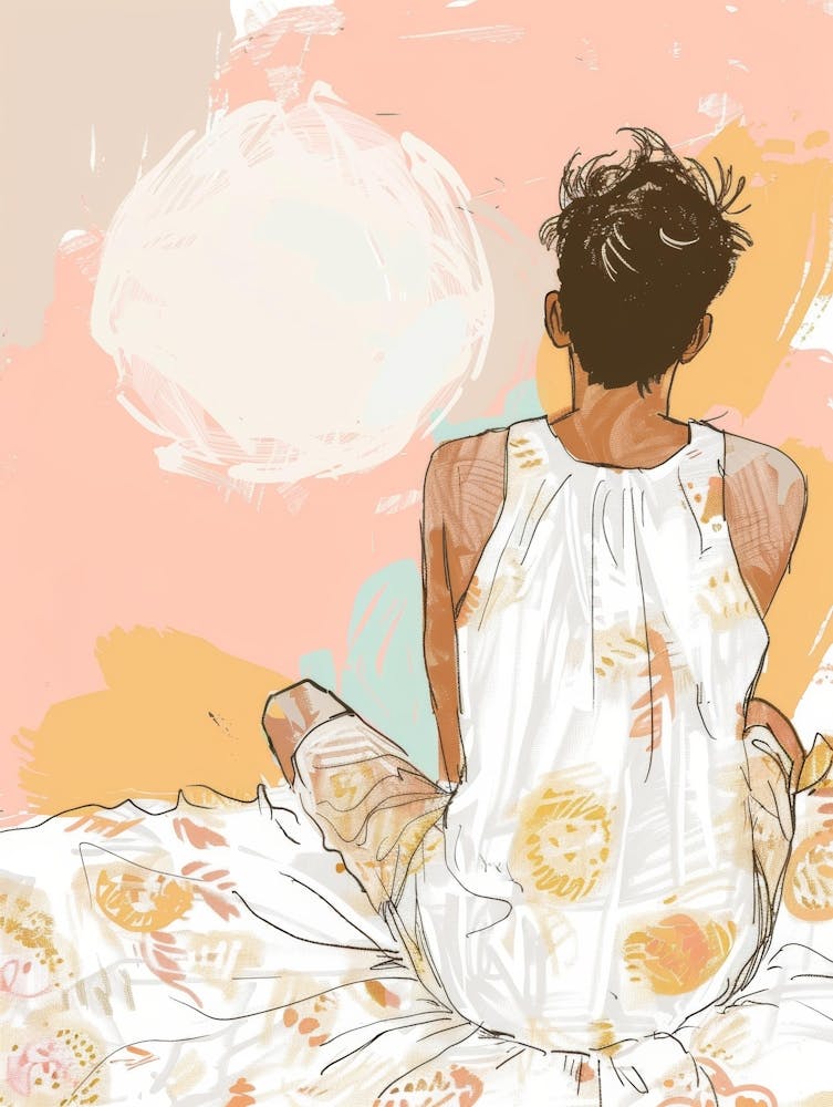 Woman Sitting On Bed