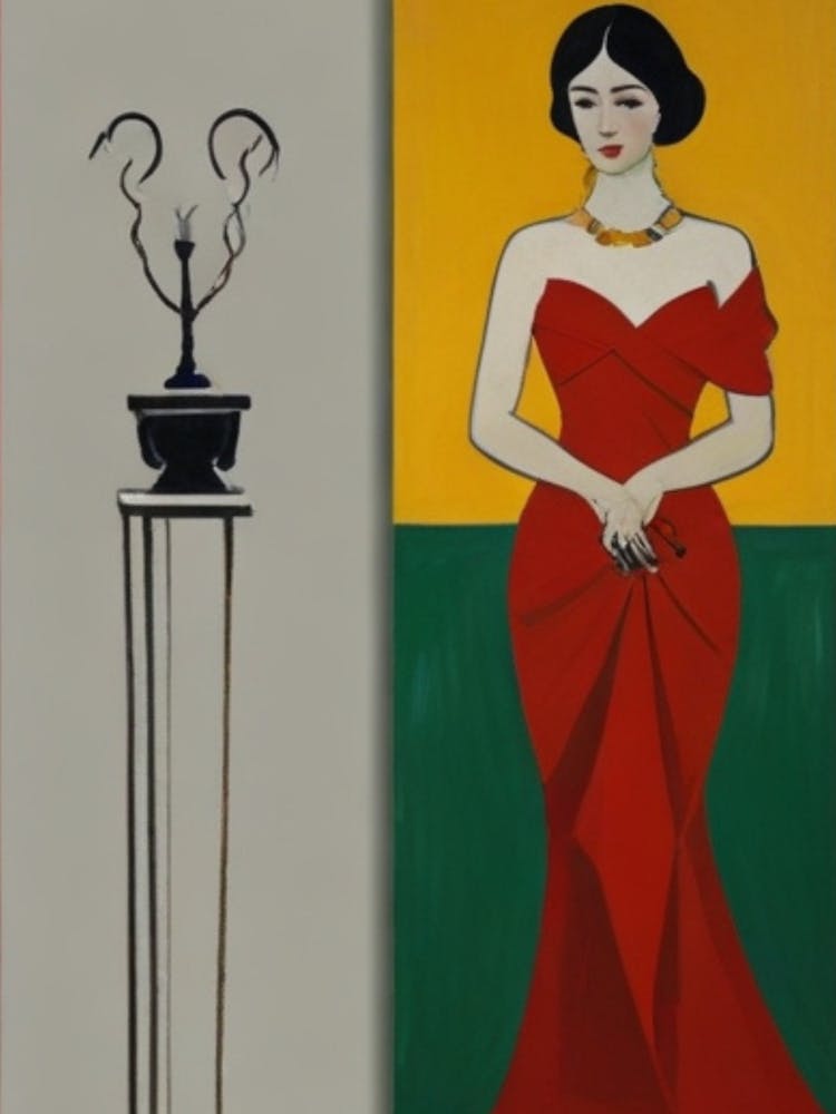 Asian Woman In Red Dress