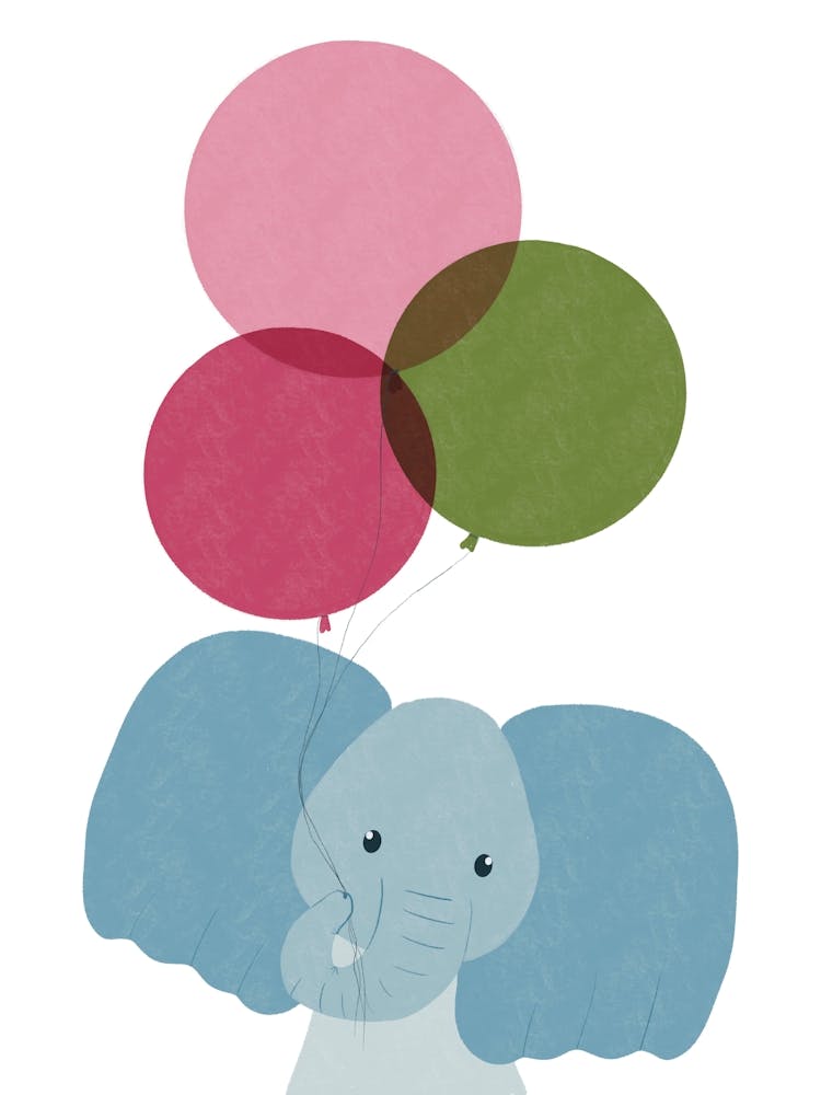 Elefant mit rosa und grünen Ballons Kinderzimmer