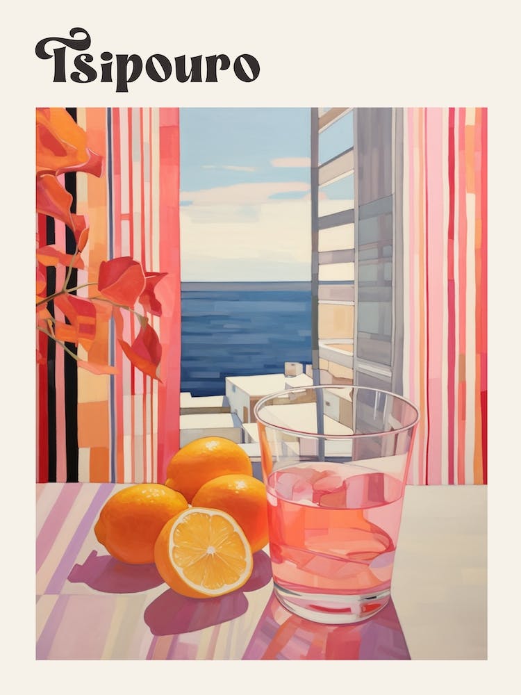 Tsipouro Retro Cocktail Poster