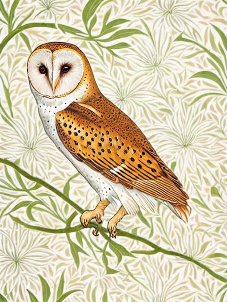 Barn Owl William Morris Style Bird