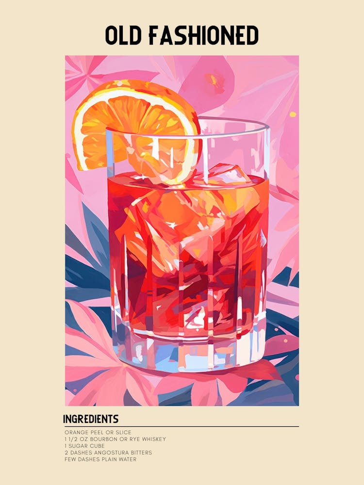 Old Fashioned Cocktail Ingredients Poster