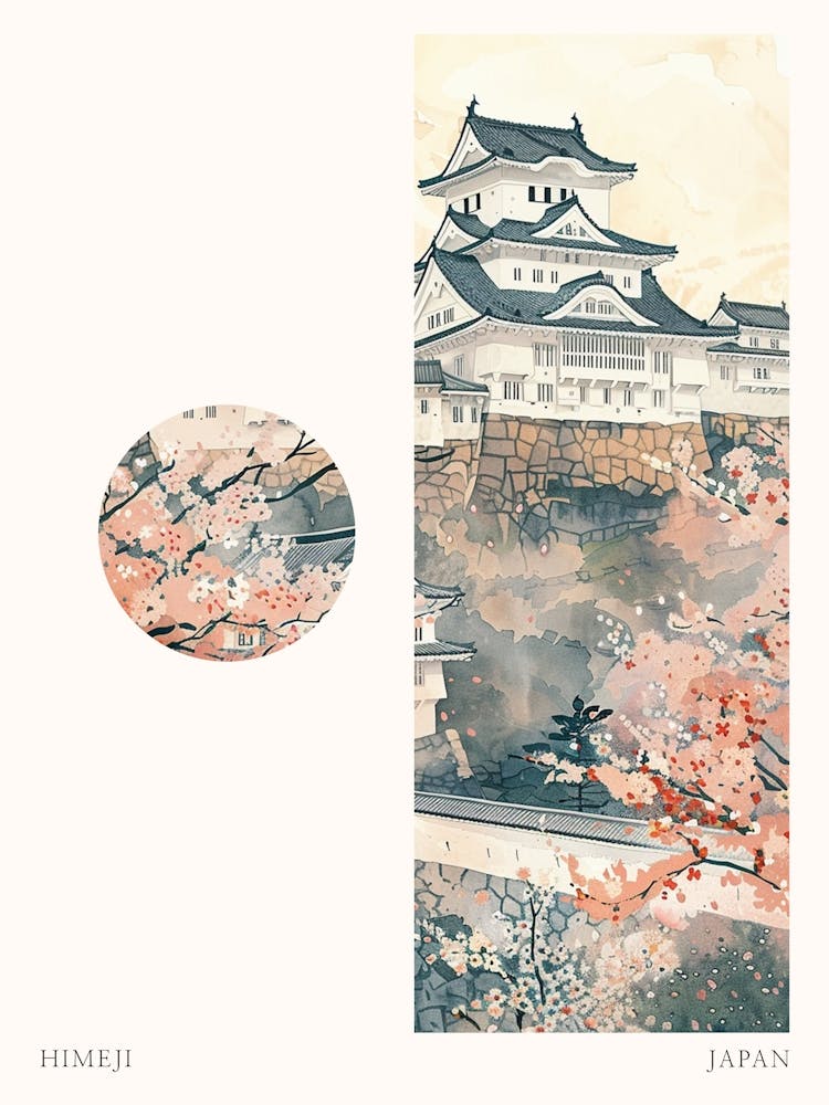 Himeji Japan 3 Cut Out Travel Poster
