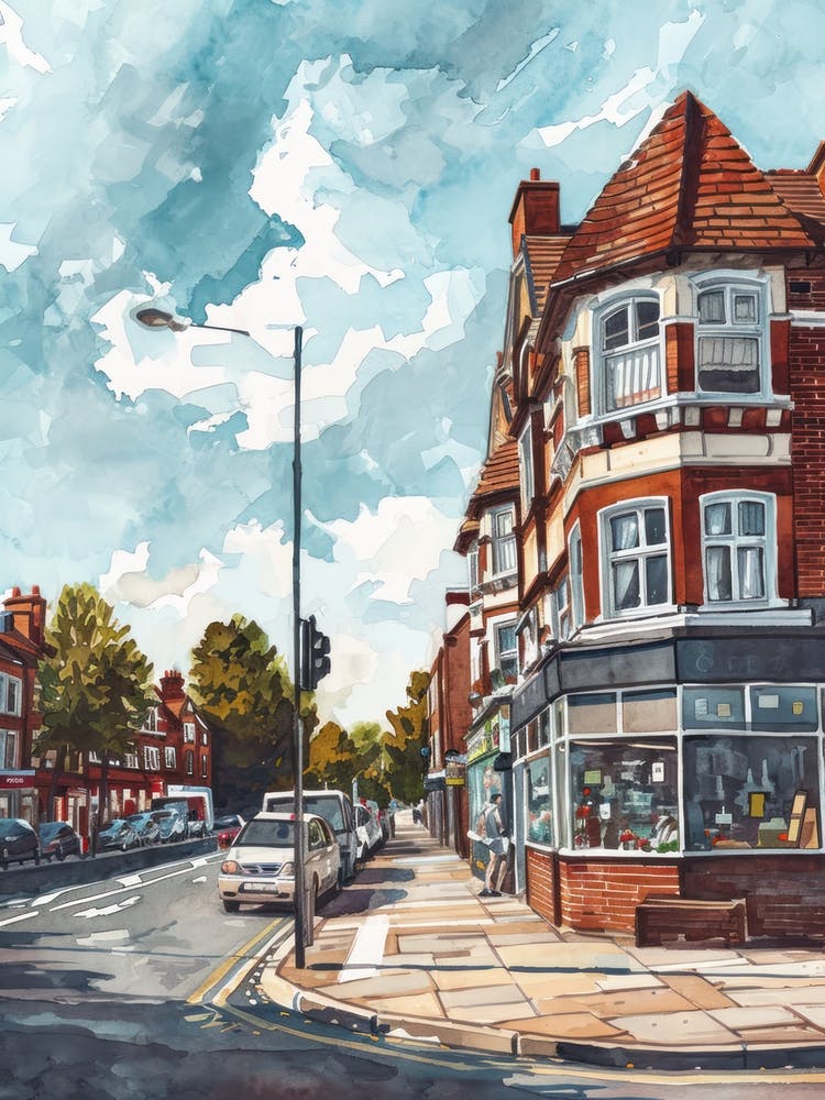Hounslow London Borough   Street Watercolour 2