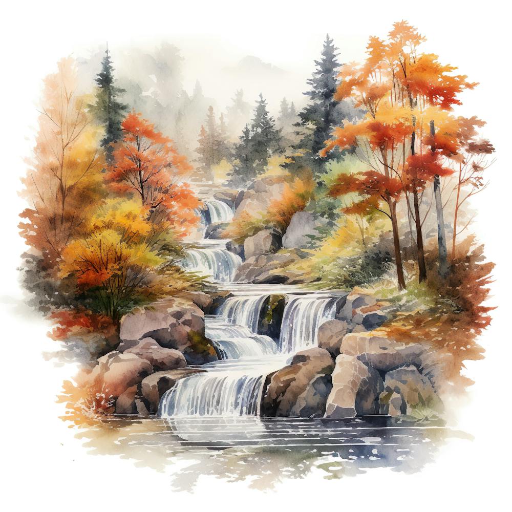 Waterfall Watercolor Painting 6