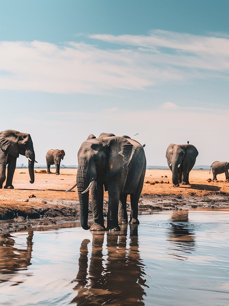 Herd Of Elephants At The Waterhole