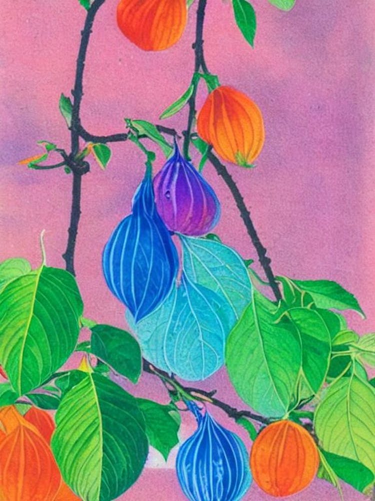 Physalis Risograph Retro Poster Frucht