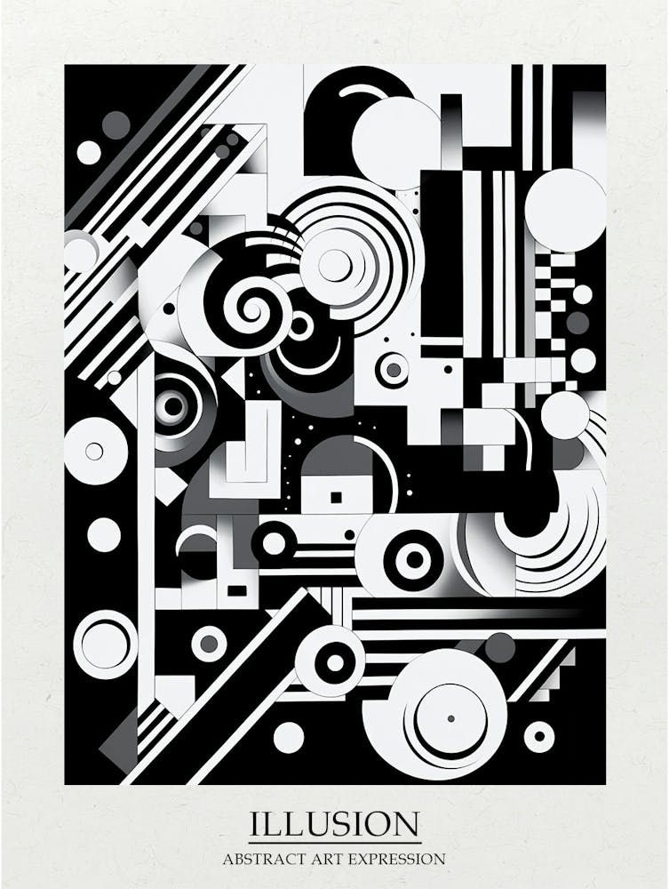 Illusion Abstract Black And White 5 Poster