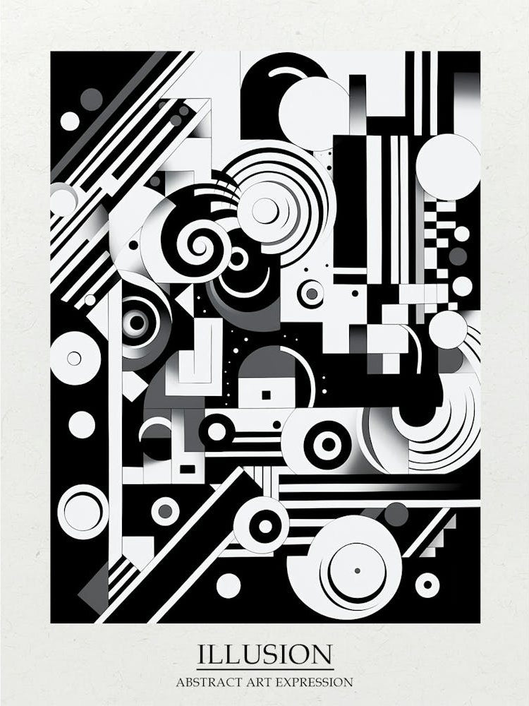 Illusion Abstract Black And White 5 Poster