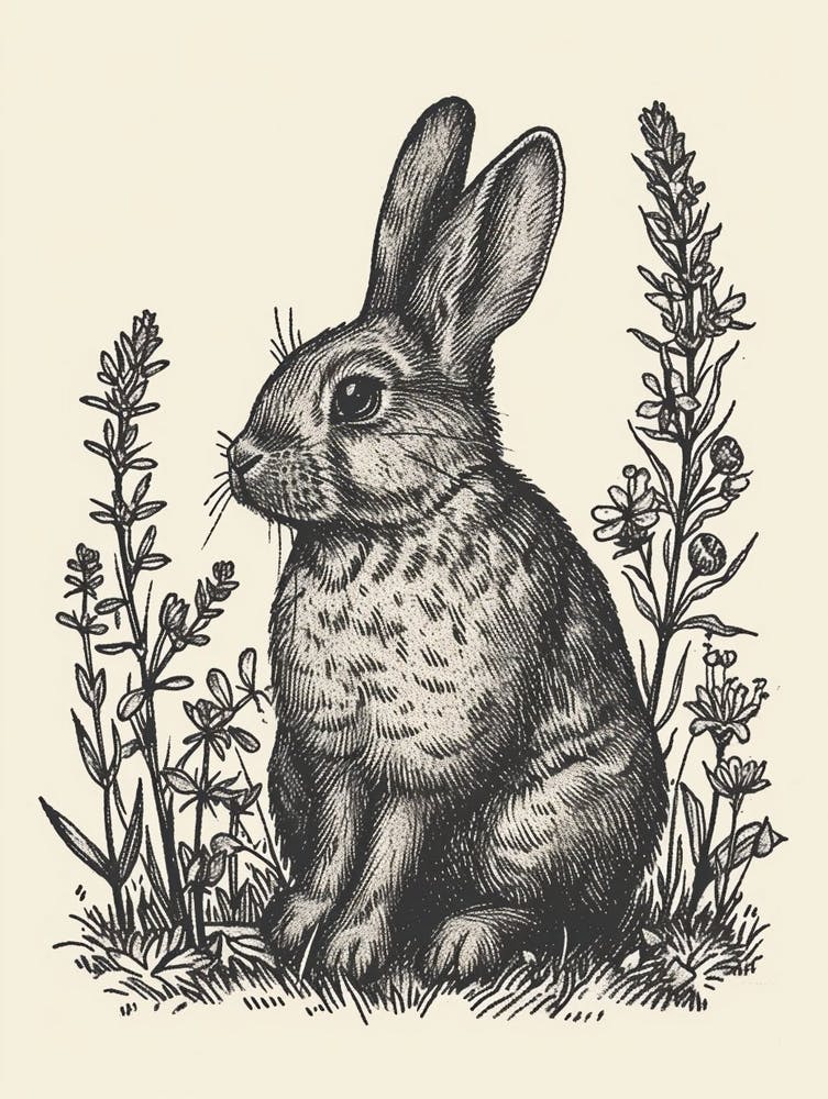 Britannia Petite Blockprint Rabbit Illustration 7