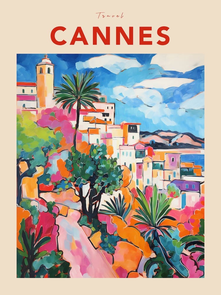 Cannes France 3 Fauvist Travel Poster