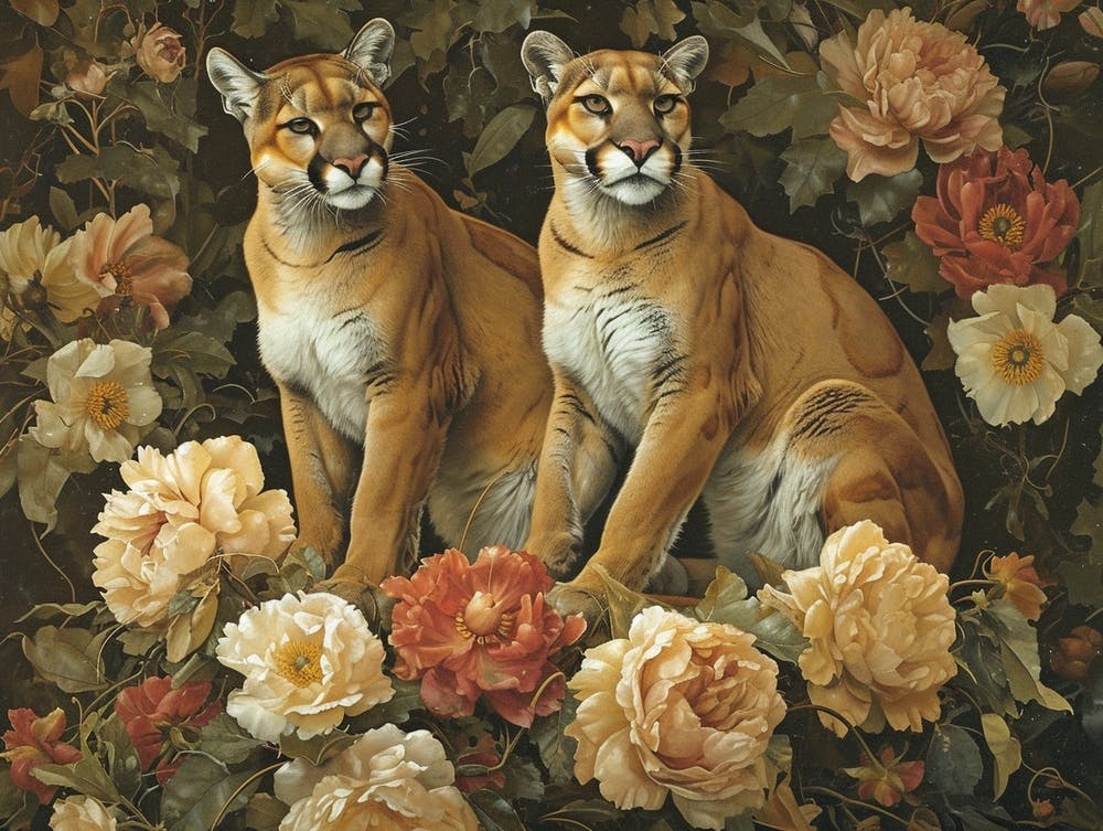 Florale Tierillustration Puma 2